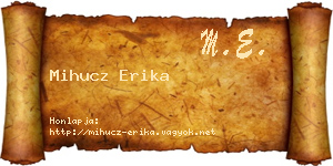 Mihucz Erika névjegykártya